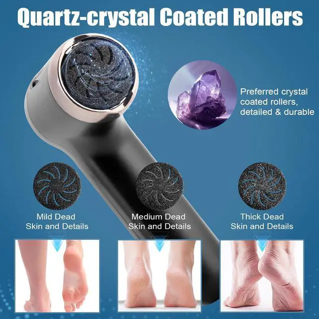 Alt view image 2 of 7 - Electric Callus Remover for Feet with Dander Vacuum, Rechargeable Waterproof Foot File, Professional Pedicure Tools kit Feet Care for Dead Hard Cracked Dry Skin with 3 Heads & 2 Speed, LCD Display