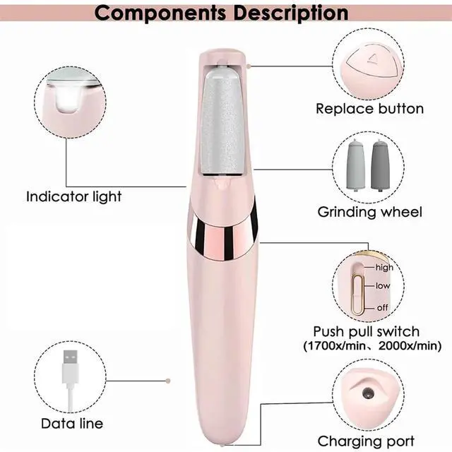 Alt view image 5 of 7 - Electric Callus Remover for Feet with Rechargeable Waterproof Professional Pedicure Kit,Foot Care Tools Wet & Dry Foot File for Dead Skin