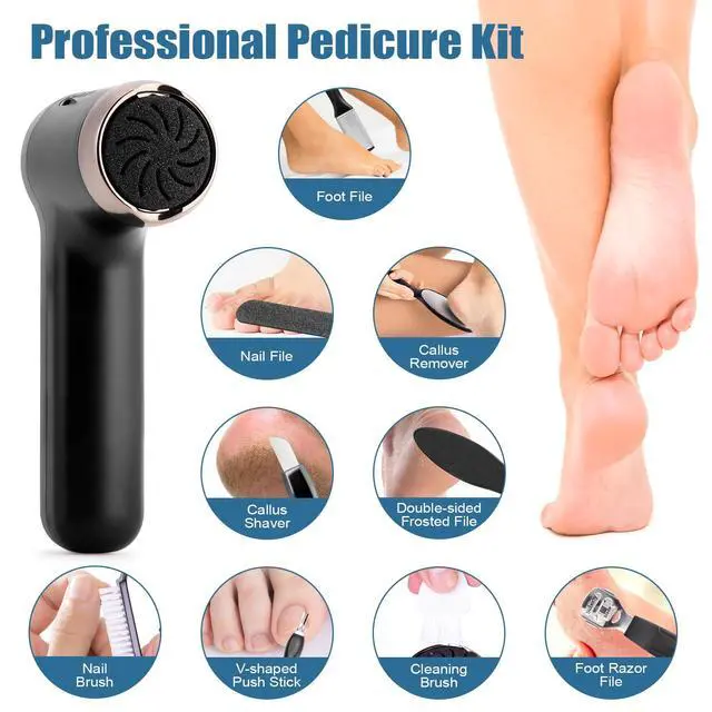 Alt view image 7 of 7 - Electric Callus Remover for Feet with Dander Vacuum, Rechargeable Waterproof Foot File, Professional Pedicure Tools kit Feet Care for Dead Hard Cracked Dry Skin with 3 Heads & 2 Speed, LCD Display