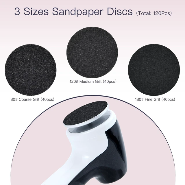 Alt view image 5 of 6 - Rechargeable Electric Foot Callus Remover with 3-Sizes 120Pcs Sandpaper Discs, Professional 1000RPM 3-Speed Control Electric Foot File (E7 Black)