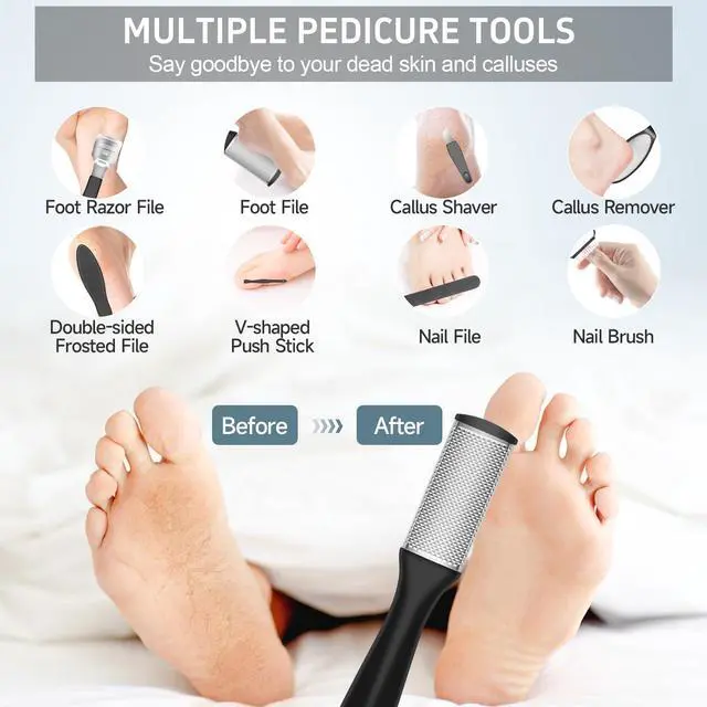 Alt view image 7 of 7 - Electric Foot File Callus Remover, Rechargeable Pedicure Tools Foot Care Kit, Portable Callus Remover Kit with 3 Roller Heads,2 Speed,Battery Display (Black KW)