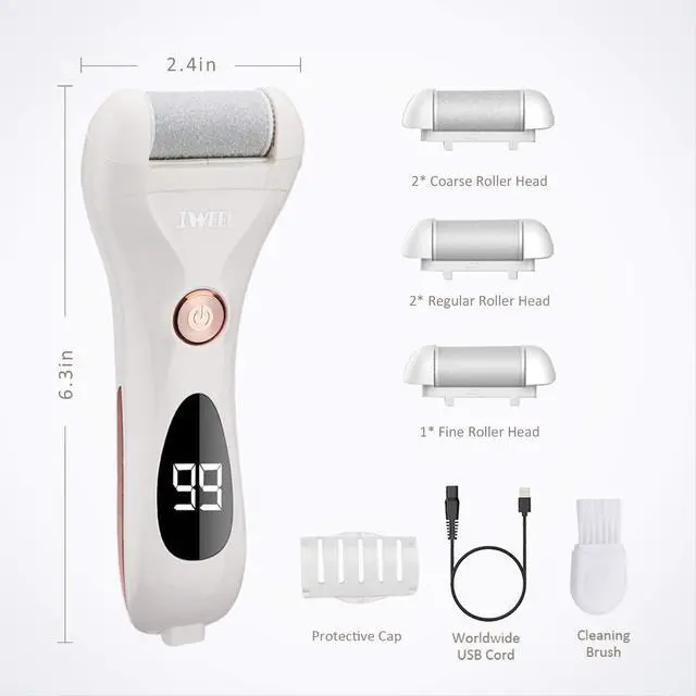 Alt view image 3 of 7 - Callus Remover for Feet Shaver Rechargeable Electric Foot File Pedicure Tools for Feet Professional Callous Shaver Waterproof Pedicure kit for Cracked Heels and Dead Skin