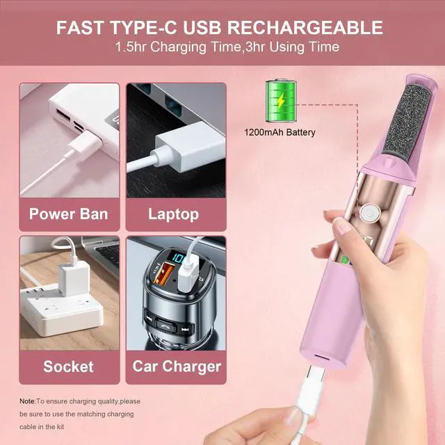 Alt view image 7 of 7 - Callus Remover for Feet Rechargeable, Smooth Pedicure Wand Electric Foot File, Professional Pedicure Tools Kits Foot Scrubber for Smoother Feet Ideal Gift, Pedicure Kit Feet Care for Dead Dry Skin