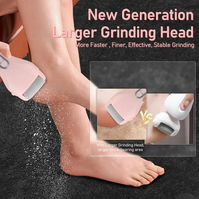 Alt view image 2 of 6 - Electric Callus Remover for Feet - with 9pcs Larger Grinding Head, Portable Pedicure Kit Foot File Callus Remover, Rechargeable Waterproof Foot File for Foot Care Deadskin Remover LCD Display-Pink