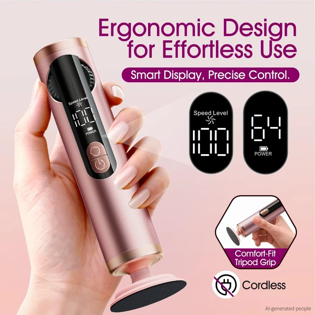 Alt view image 3 of 7 - Upgraded Electric Foot Callus Remover | Stepless Speed Adjustable, Professional Pedicure Tools, 40PCS Sandpaper Discs, Heel Scraper for Cracked Heels & Dry Dead Skin