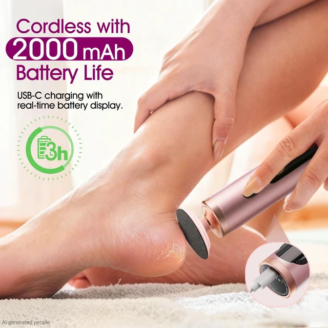 Alt view image 4 of 7 - Upgraded Electric Foot Callus Remover | Stepless Speed Adjustable, Professional Pedicure Tools, 40PCS Sandpaper Discs, Heel Scraper for Cracked Heels & Dry Dead Skin