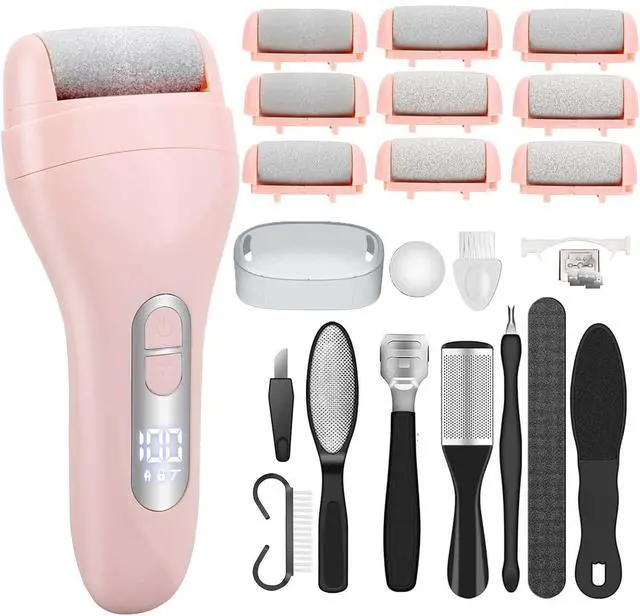 Main image of Electric Callus Remover for Feet - with 9pcs Larger Grinding Head, Portable Pedicure Kit Foot File Callus Remover, Rechargeable Waterproof Foot File for Foot Care Deadskin Remover LCD Display-Pink