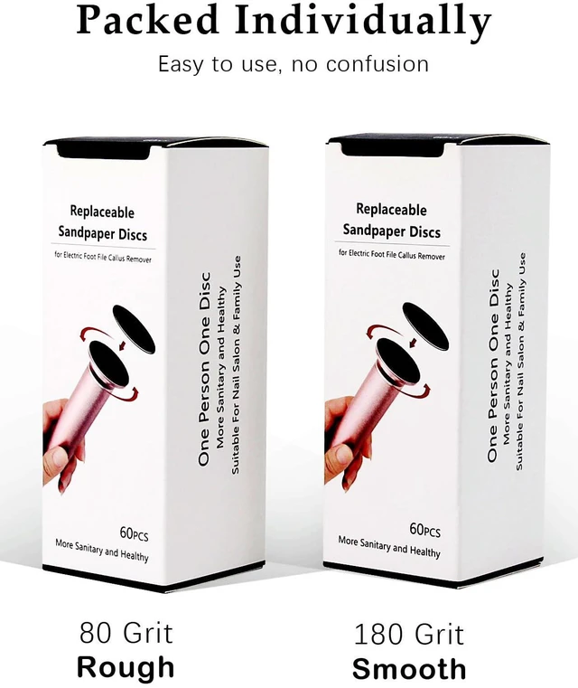 Alt view image 6 of 7 - 120pcs Foot File Sandpaper Discs Refill for Electric Callus Remover Dead Skin Removal (60pcs Rough 80 Grit + 60pcs Smooth 180 Grit)