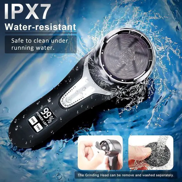 Alt view image 5 of 7 - Electric Callus Remover for Feet with Vacuum, Professional Pedicure Tools Kit, Rechargeable Waterproof Foot File for Foot Care Deadskin Remover with 3Heads&2Speed,LCD Display