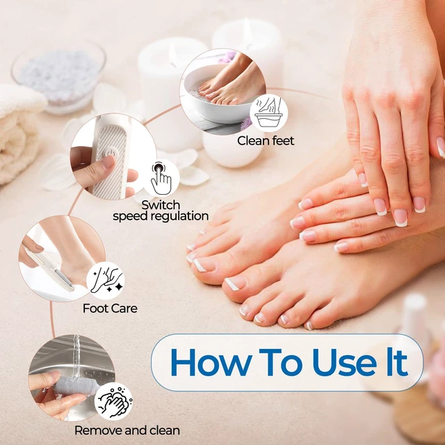 Alt view image 3 of 7 - Electric Callus Remover for Feet, Rechargeable Foot File for Dead Skin, Waterproof Pedicure Tool for Cracked Heels, Comes with 2 Interchangeable Roller Heads (Coarse & Fine)