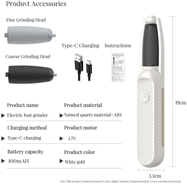 Alt view image 6 of 7 - Electric Callus Remover for Feet, Rechargeable Foot File for Dead Skin, Waterproof Pedicure Tool for Cracked Heels, Comes with 2 Interchangeable Roller Heads (Coarse & Fine)