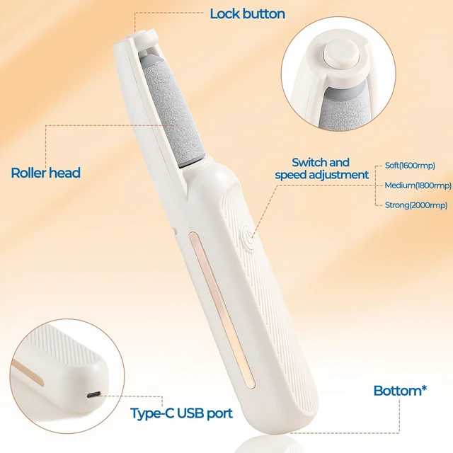 Alt view image 5 of 7 - Electric Callus Remover for Feet, Rechargeable Foot File for Dead Skin, Waterproof Pedicure Tool for Cracked Heels, Comes with 2 Interchangeable Roller Heads (Coarse & Fine)