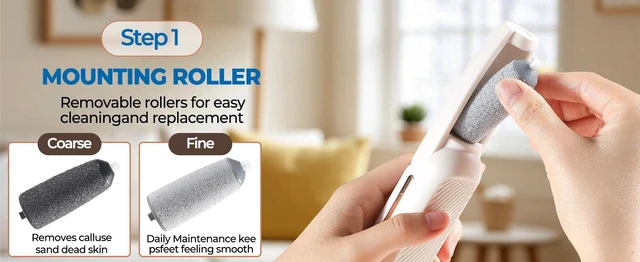 Alt view image 7 of 7 - Electric Callus Remover for Feet, Rechargeable Foot File for Dead Skin, Waterproof Pedicure Tool for Cracked Heels, Comes with 2 Interchangeable Roller Heads (Coarse & Fine)