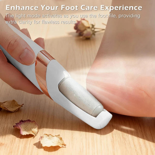 Alt view image 5 of 7 - Rechargeable Electric Callus Remover for Feet, Low-Noise Portable Foot File Callus Remover with 2 Replaceable Rollers, 2 Gears Foot Callus Remover for Smooth Heels at Home or Travel (White)