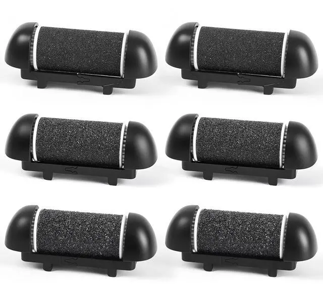 Main image of 6pcs Replacement Roller Refill Heads for Electric Callus Remover,Feet Pedicure Kit Refill Rollers, 2 Extra Coarse, 2 Regular Coarse, 2 Fine Coarse Refill Rollers (Black)