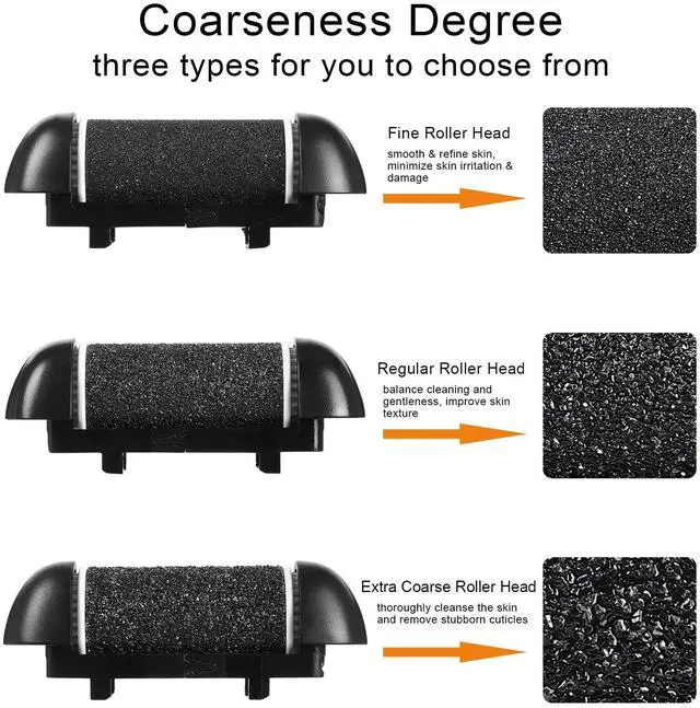 Alt view image 3 of 7 - 6pcs Replacement Roller Refill Heads for Electric Callus Remover,Feet Pedicure Kit Refill Rollers, 2 Extra Coarse, 2 Regular Coarse, 2 Fine Coarse Refill Rollers (Black)
