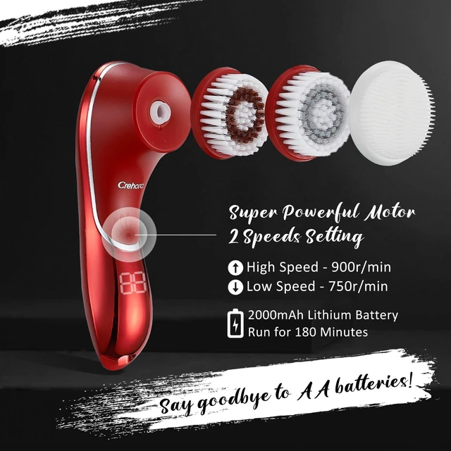 Alt view image 3 of 7 - Facial Cleansing Brush, Rechargeable Face Scrubber, IPX7 Waterproof | Electric Spin Cleanser Device for Exfoliating with 4 Brush Heads, Massaging and Deep Cleansing,Removing Blackheads