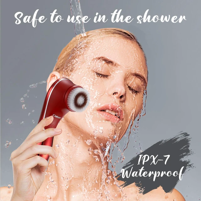 Alt view image 6 of 7 - Facial Cleansing Brush, Rechargeable Face Scrubber, IPX7 Waterproof | Electric Spin Cleanser Device for Exfoliating with 4 Brush Heads, Massaging and Deep Cleansing,Removing Blackheads