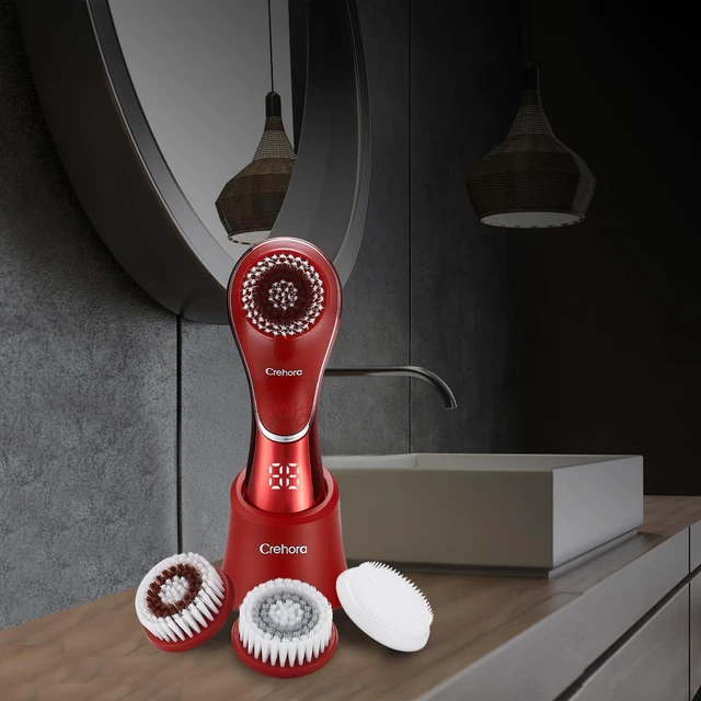 Alt view image 7 of 7 - Facial Cleansing Brush, Rechargeable Face Scrubber, IPX7 Waterproof | Electric Spin Cleanser Device for Exfoliating with 4 Brush Heads, Massaging and Deep Cleansing,Removing Blackheads