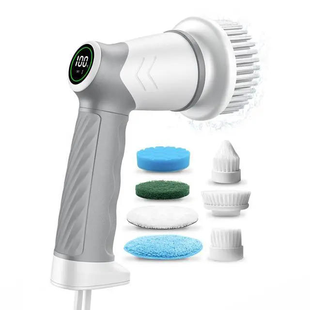 Main image of Electric Spin Scrubber, Cordless Power Scrubber & Electric Cleaning Brush with 7 Replaceable Heads, Dual Speed IPX7 Waterproof Handheld Scrubber for Bathroom, Shower & Tile Cleaning