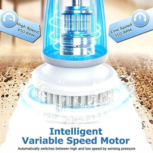Alt view image 2 of 7 - Electric Spin Scrubber, Cordless Power Scrubber & Electric Cleaning Brush with 7 Replaceable Heads, Dual Speed IPX7 Waterproof Handheld Scrubber for Bathroom, Shower & Tile Cleaning