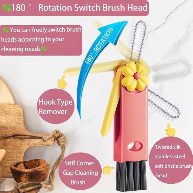 Alt view image 3 of 6 - Cup Lid Gap Cleaning Brush, 3 in 1 Cup Lid Brush, Multifunctional Water Bottle Cleaning Brush, Home Kitchen Crevice Brush Tools for Tiny Cup Lid Detail, Bottle Tight Spaces Cup(3 PCS)
