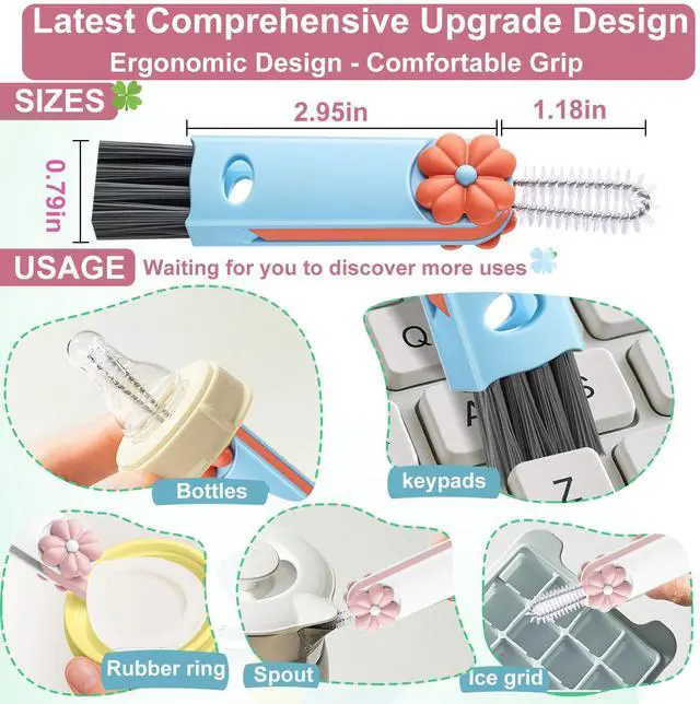 Alt view image 4 of 6 - Cup Lid Gap Cleaning Brush, 3 in 1 Cup Lid Brush, Multifunctional Water Bottle Cleaning Brush, Home Kitchen Crevice Brush Tools for Tiny Cup Lid Detail, Bottle Tight Spaces Cup(3 PCS)