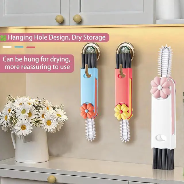 Alt view image 5 of 6 - Cup Lid Gap Cleaning Brush, 3 in 1 Cup Lid Brush, Multifunctional Water Bottle Cleaning Brush, Home Kitchen Crevice Brush Tools for Tiny Cup Lid Detail, Bottle Tight Spaces Cup(3 PCS)