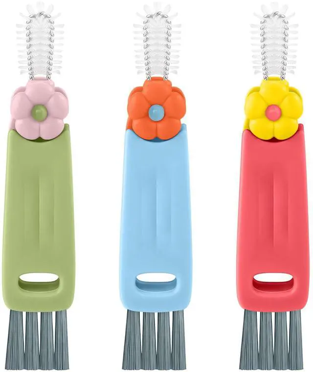 Alt view image 2 of 7 - 3 in 1 Cup Lid Gap Cleaning Brush Set, Multifunctional Insulation Bottle Cleaning Brush, Mutipurpose Portable Cup Lid Gap Cleaner, Home Kitchen Crevice Brush Cleaning Tools