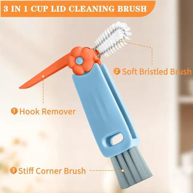 Alt view image 3 of 7 - 3 in 1 Cup Lid Gap Cleaning Brush Set, Multifunctional Bottle Cleaning Brush, Cup Lid Gap Cleaner, Home Kitchen Crevice Brush Tools (3 Pack)