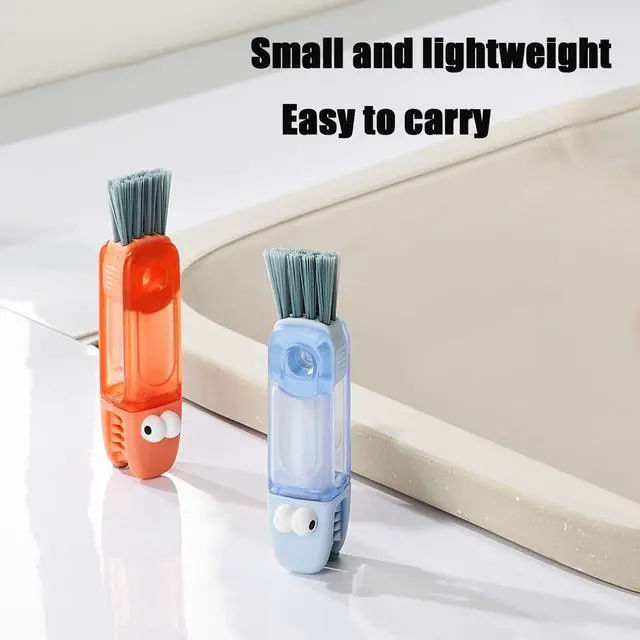 Alt view image 5 of 7 - 3-in-1 Crocodile Bottle Lid Cleaning Brush Set, Tiny Crevice Gap Cleaner for Insulated Tumblers, Sport Water Bottles & Baby Bottles, 3 PCS Brush for Lids & Straws (Blue/Orange/Green)