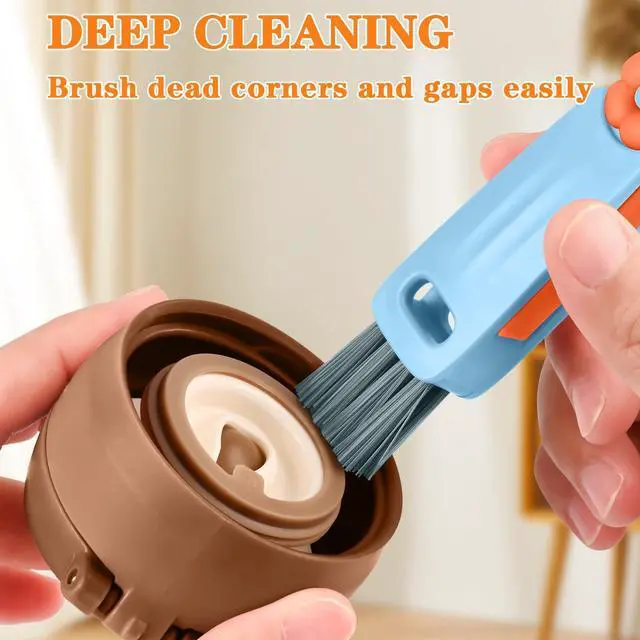 Alt view image 6 of 7 - 3 in 1 Cup Lid Gap Cleaning Brush Set, Multifunctional Bottle Cleaning Brush, Cup Lid Gap Cleaner, Home Kitchen Crevice Brush Tools (3 Pack)