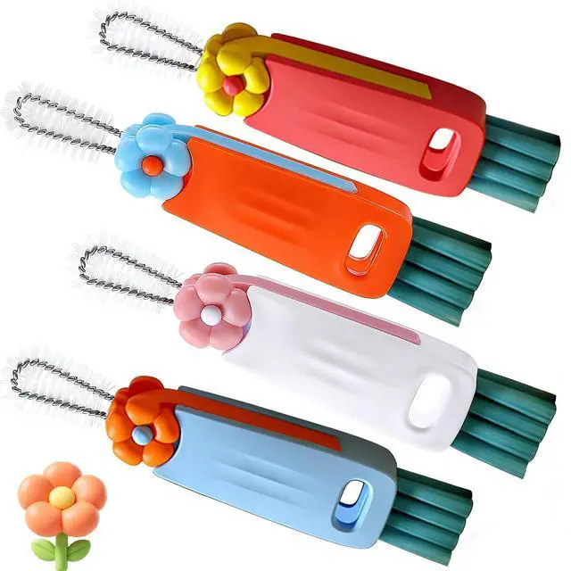 Main image of 3 in 1 Cup Lid Cleaning Brush, 4PCS Multifunctional Crevice Cleaning Brush for Water Bottle Insulated Cup Tumbler Lid Groove Narrow Space Detail Cleaner Home Kitchen Gadgets