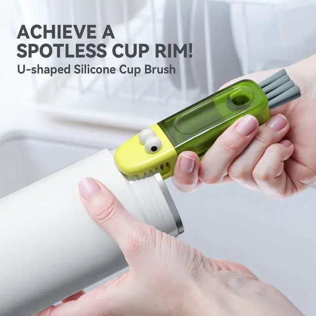 Alt view image 2 of 7 - 3 in 1 Cup Lid Gap Cleaning Brush Set, Multifunctional Bottle Cleaning Brush, Silicone Cup Lid Gap Cleaner, Home Kitchen Crevice Cleaning Tools (Multicolored-3PCS)