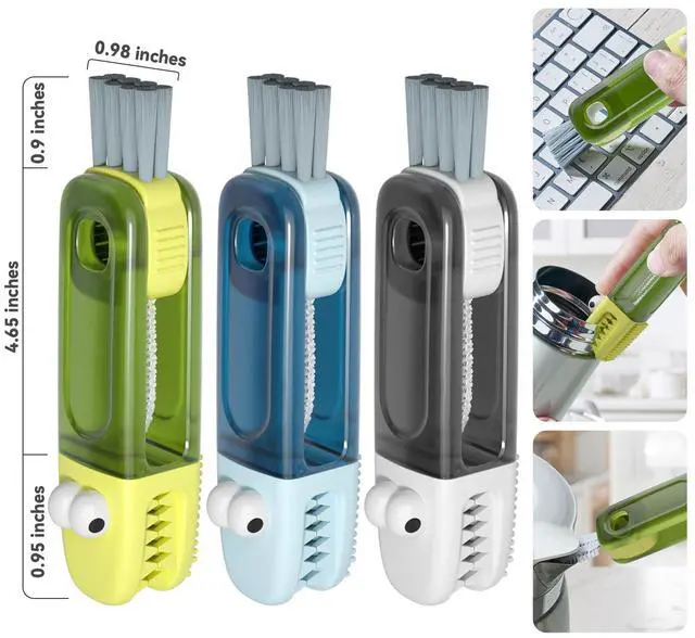 Alt view image 7 of 7 - 3 in 1 Cup Lid Gap Cleaning Brush Set, Multifunctional Bottle Cleaning Brush, Silicone Cup Lid Gap Cleaner, Home Kitchen Crevice Cleaning Tools (Multicolored-3PCS)