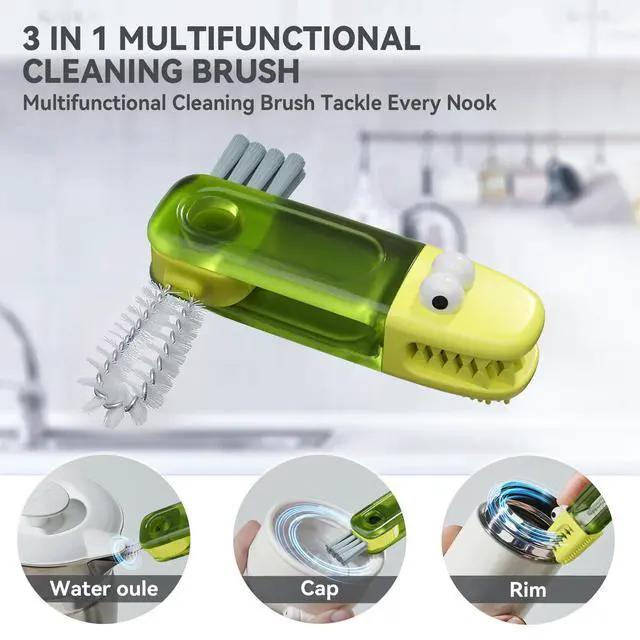 Alt view image 4 of 7 - 3 in 1 Cup Lid Gap Cleaning Brush Set, Multifunctional Bottle Cleaning Brush, Silicone Cup Lid Gap Cleaner, Home Kitchen Crevice Cleaning Tools (Multicolored-3PCS)
