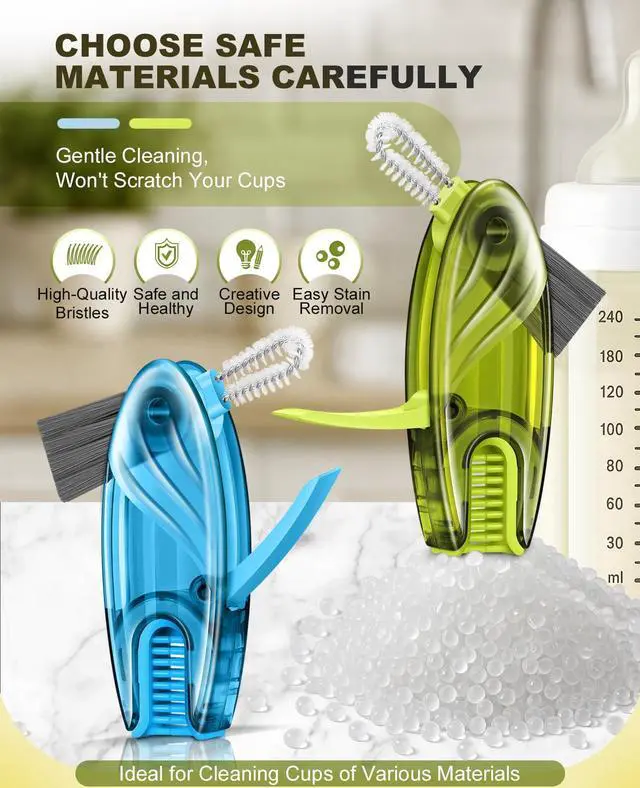 Alt view image 4 of 7 - 4 in 1 Cup Lid Gap Cleaning Brush Set 2 Pcs - Multifunctional Bottle Cleaning Brush Tools for Home Kitchen and Travel Cleaning | Portable Silicone Cup Lid Cleaner in 2 Colors