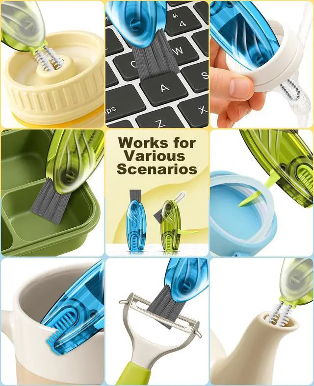 Alt view image 6 of 7 - 4 in 1 Cup Lid Gap Cleaning Brush Set 2 Pcs - Multifunctional Bottle Cleaning Brush Tools for Home Kitchen and Travel Cleaning | Portable Silicone Cup Lid Cleaner in 2 Colors
