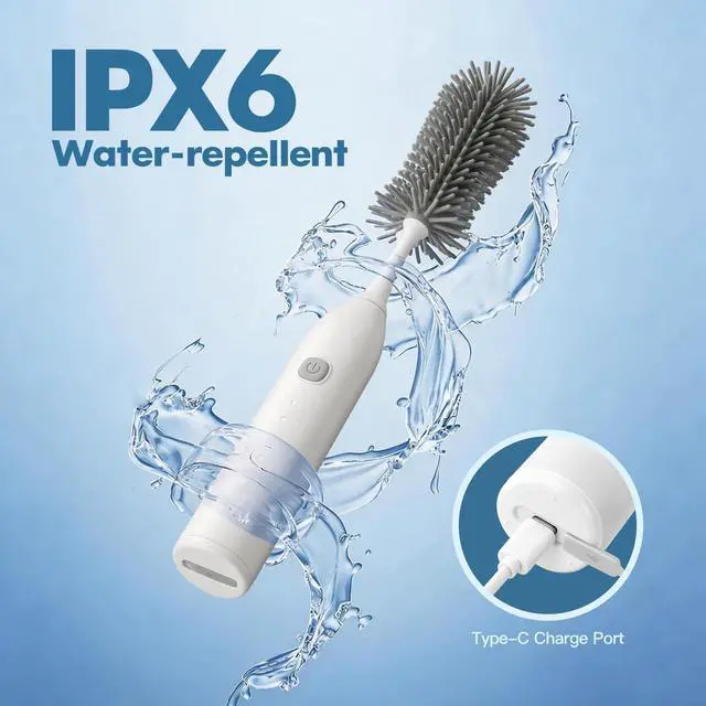 Alt view image 6 of 7 - Electric Baby Bottle Brush Cleaner, 7-in-1 Portable Cleaning Set with Soap Dispenser & Travel Bag, 150-Min Runtime, Silicone Brush for Nipple/Straw/Formula Mixing, IPX6 Waterproof