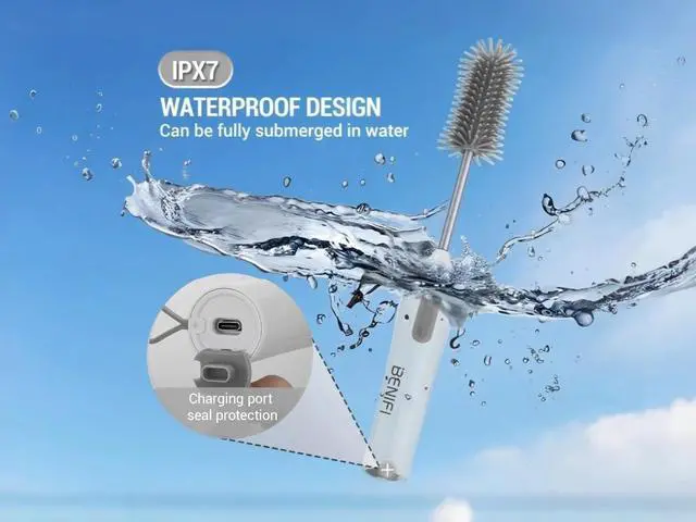 Alt view image 4 of 7 - Electric Bottle Cleaner Pro, 11 in 1 Baby Bottle Brush with Drying Rack, Sponge Brush, Silicon Brush, Formula Mixer, Nipple Brush, Soap Dispenser, Microfiber Cleaning Cloth Included
