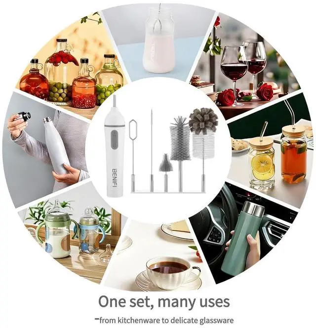 Alt view image 5 of 7 - Electric Bottle Cleaner Pro, 11 in 1 Baby Bottle Brush with Drying Rack, Sponge Brush, Silicon Brush, Formula Mixer, Nipple Brush, Soap Dispenser, Microfiber Cleaning Cloth Included