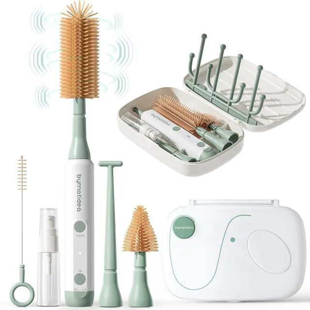 Main image of Electric Baby Bottle Brush Cleaner, 8-in-1 Travel Kit with Storage Box, Food-Grade Silicone, Waterproof, Long Battery Life, Portable Baby Bottle Cleaner Brush Set, Ideal Gift for Parents & Babies