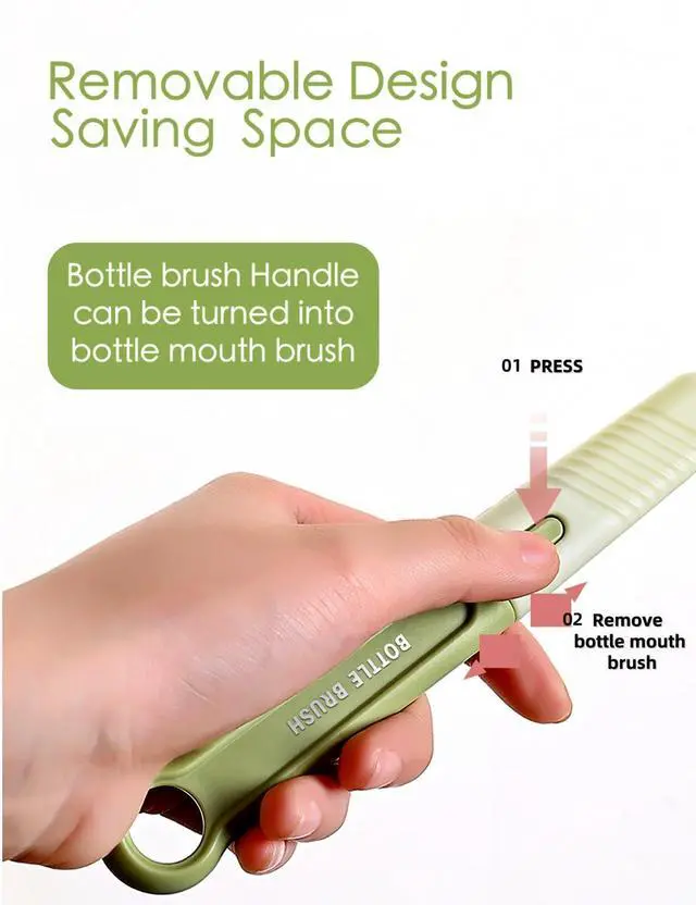 Alt view image 4 of 7 - Baby Bottle Brush Set-Travel Bottle Cleaner Kit with Silicone Brush,Drying Rack,Nipple Brush,Straw Brush,Bottle Mouth Brush,Storage Box-6 in 1 Portable Bottle Washing Kit for Home and Travel