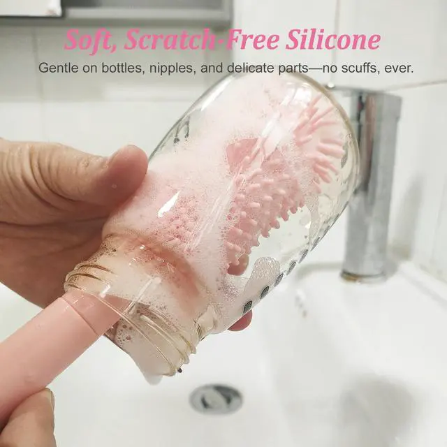 Alt view image 4 of 7 - Pink Travel Baby Bottle Cleaner Kit 6-in-1 Portable Brush Set with Drying Rack & Storage Case | Baby Travel Essentials for Flying, Newborn Bottle Cleaning & Breast Pump Parts On-The-Go