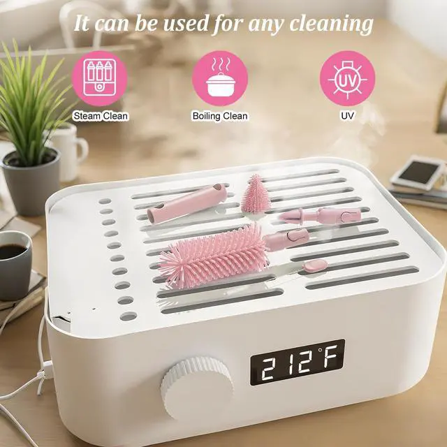 Alt view image 6 of 7 - Pink Travel Baby Bottle Cleaner Kit 6-in-1 Portable Brush Set with Drying Rack & Storage Case | Baby Travel Essentials for Flying, Newborn Bottle Cleaning & Breast Pump Parts On-The-Go