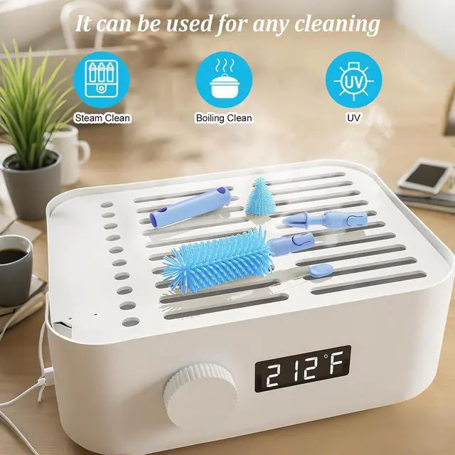 Alt view image 7 of 7 - Blue Travel Bottle Cleaner Kit with Drying Rack 6-in-1 Baby Bottle Washer & Silicone Brush Set for Pump Parts, Nipples & Straws Portable Baby Travel Essential in Compact Case
