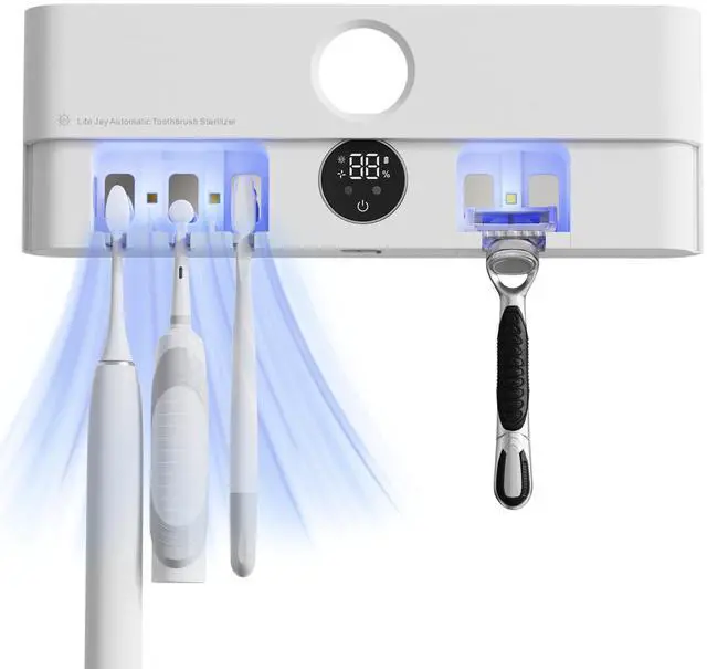 Main image of Toothbrushs Holder and Cleaner Auto Cleaning/Drying in Circle Razor Holder Five Slots Easy Wash Rechargeable Wall Mounted for Bathroom Smart Home Gadgets