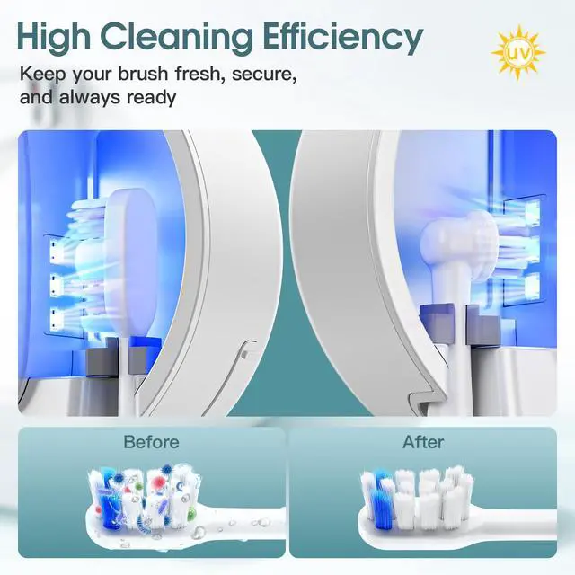 Alt view image 2 of 7 - Upgraded UV Toothbrush Cleaner Holder, Electric Toothbrush Holder for Bathroom,Tooth Brush Holders Wall Mounted,LED Smart Screen,Cleaning and Drying Fits All Toothbrushes for Home & Travel