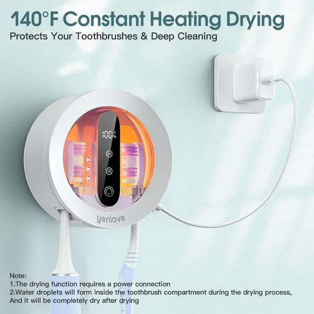Alt view image 3 of 7 - Upgraded UV Toothbrush Cleaner Holder, Electric Toothbrush Holder for Bathroom,Tooth Brush Holders Wall Mounted,LED Smart Screen,Cleaning and Drying Fits All Toothbrushes for Home & Travel
