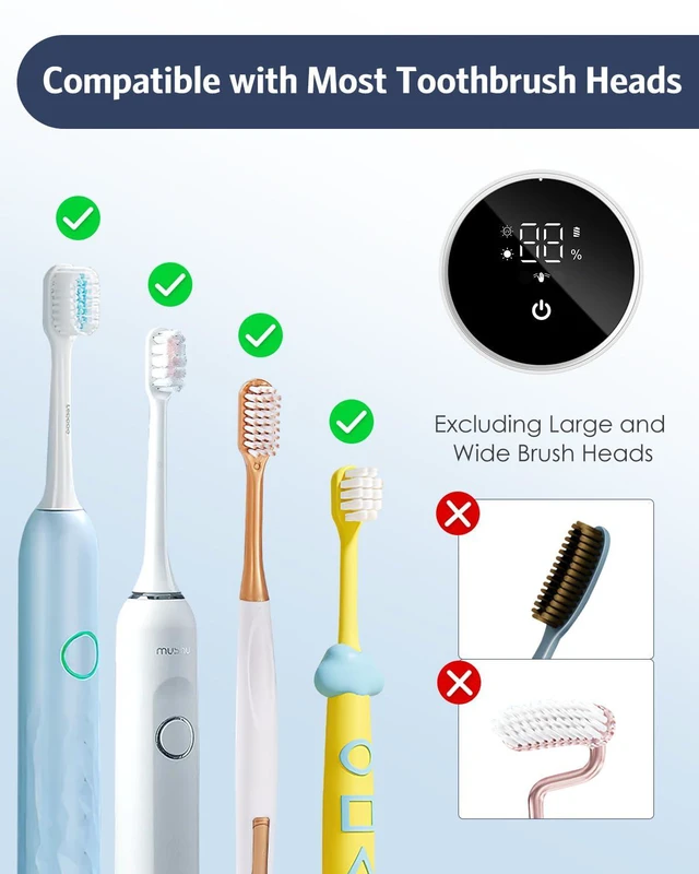 Alt view image 7 of 7 - Upgraded UV Toothbrush Sanitizer Holder with Infrared Sensor & Heat Drying, Temracha Wall-Mounted Toothbrush Holder for the Bathroom, LED Smart Display, Fits Toothbrushes & Razor, Portable for Travel
